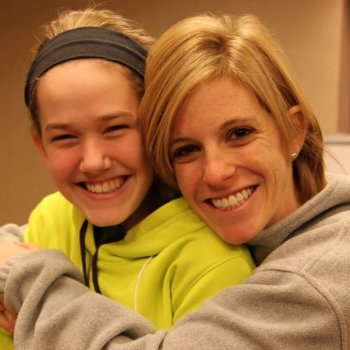 Volunteer Lara with Legacy Retreat family member.