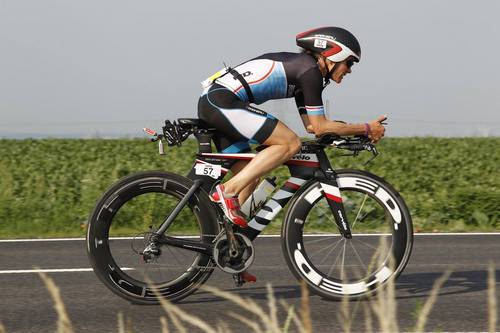 Ruth on her bike at IRONMAN Frankfurt