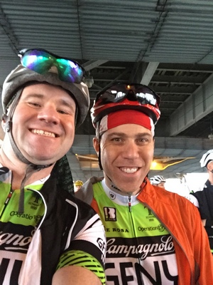 Shannon (left) and his riding buddy Paul