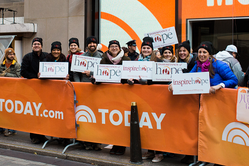 Angie with IoH staff and coordinators inspiring hope at the Today Show 