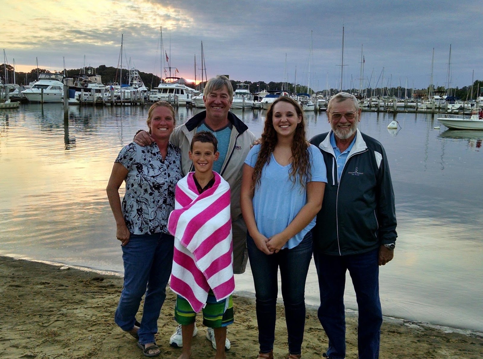 Sue with John, Robbie, Jessica, and Sue’s dad, Dennis