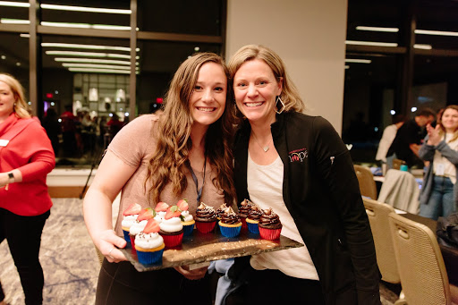 Events Director, Betsy Ogren, surprises Katelyn on her 18th birthday