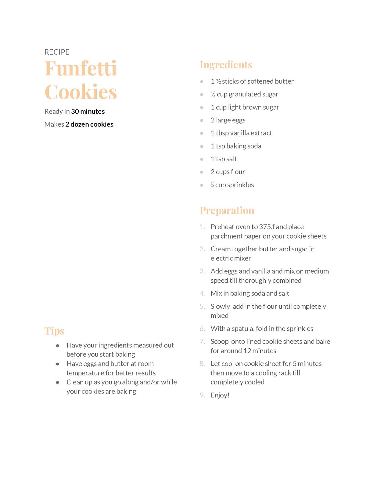 Jenna's Cookie Recipe