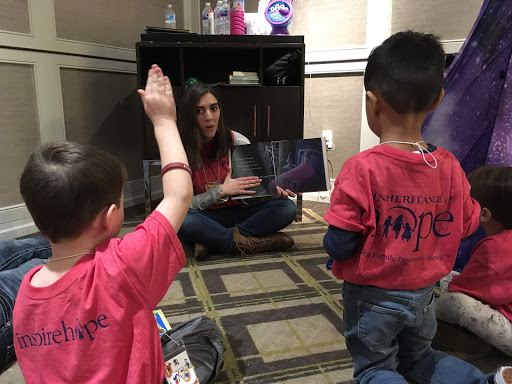 Anna leading an activity in the preschool group