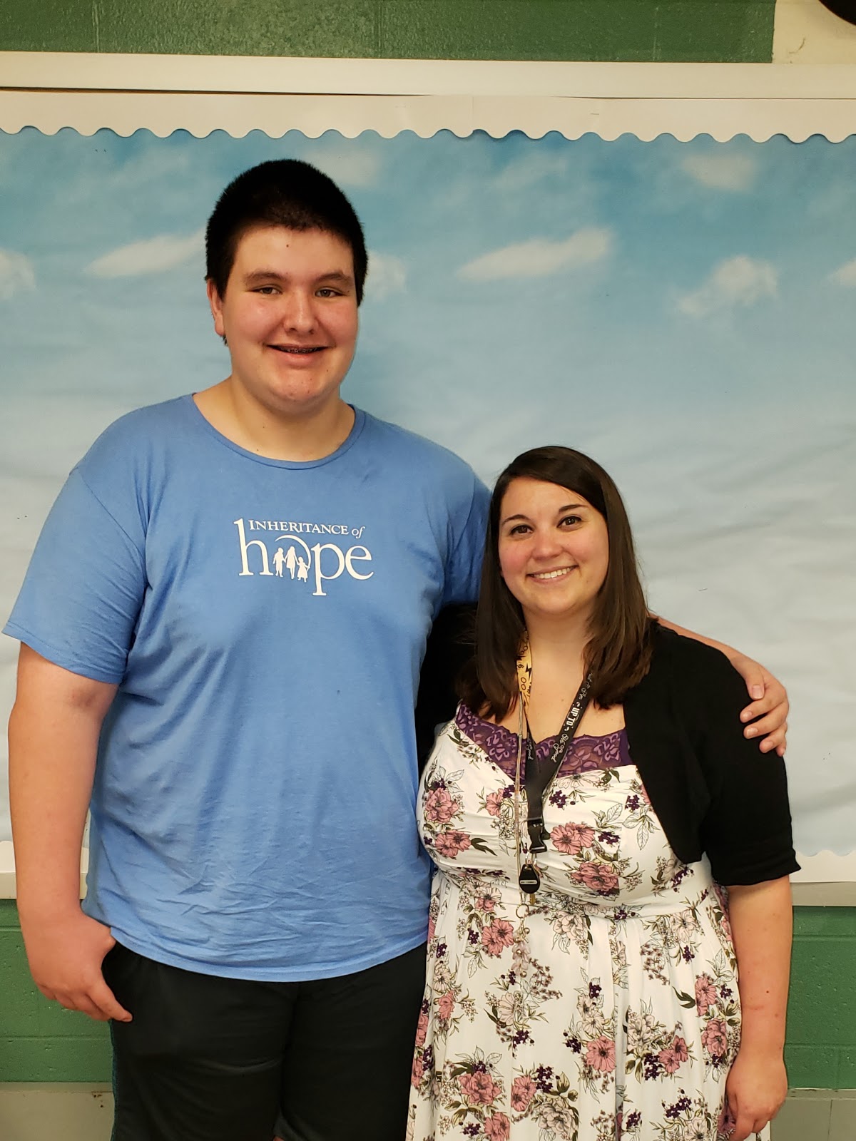 Tyler with his teacher, Kelsey Nunes, who said this was the best speech he gave!