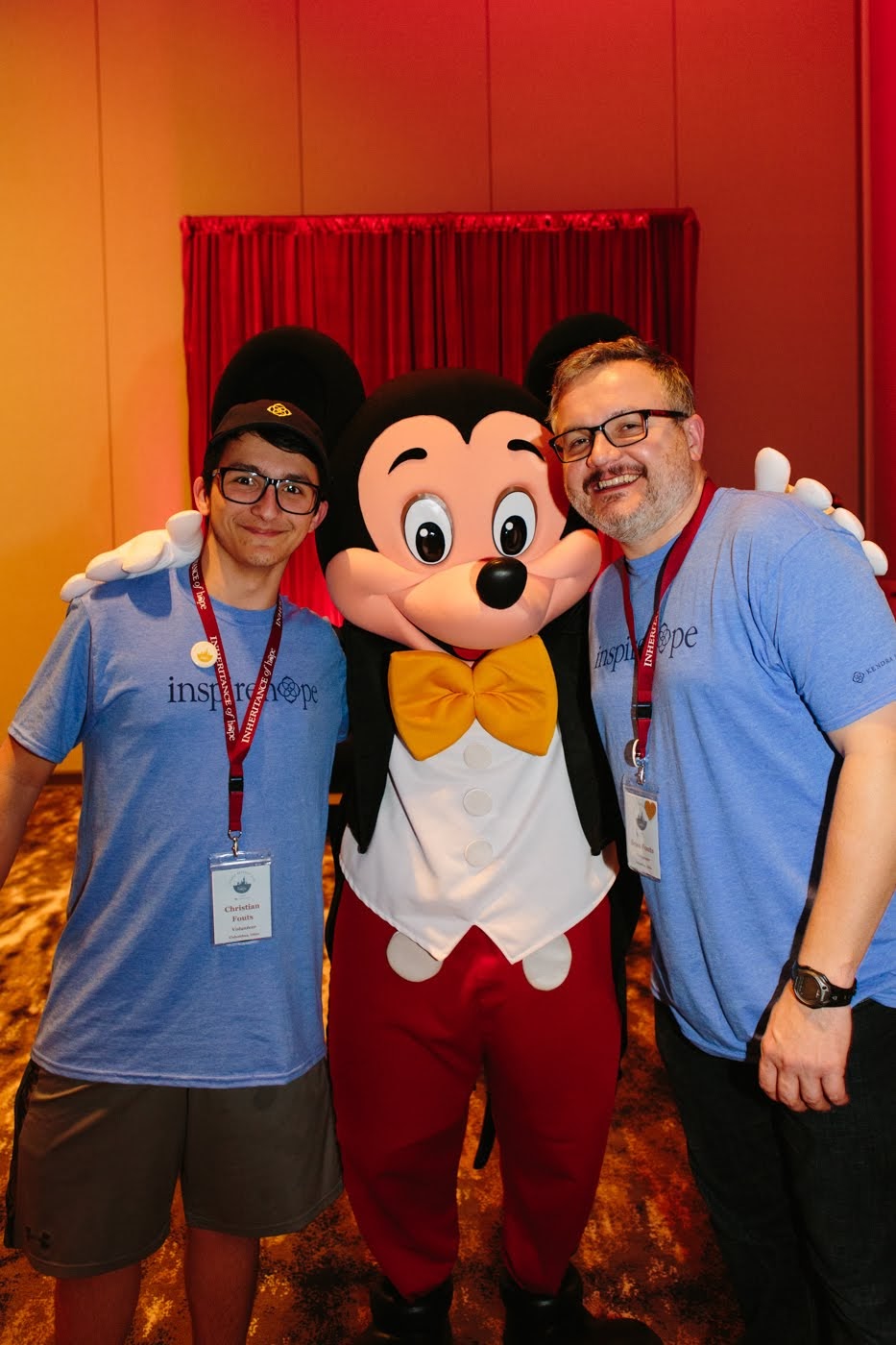 Sean and son, Christian, with a very famous mouse
