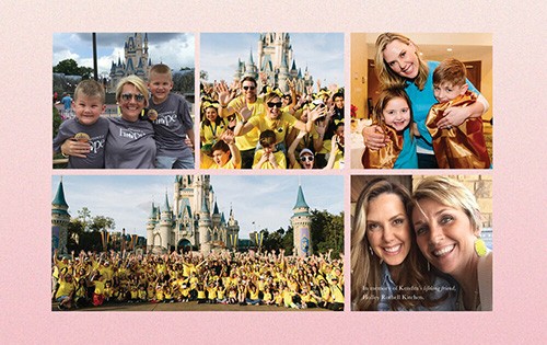 Clockwise from upper left: Holley making memories with her boys on their 2015 IoH Legacy Retreat®, Kendra Scott spreading smiles on a Kendra Scott-sponsored IoH retreat, Kendra and Holley, the 2019 Orlando Legacy Retreat® presented by Kendra Scott.