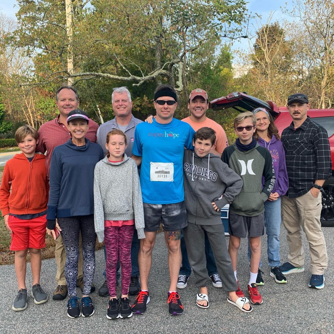 Dana with his supporters, the proudest of whom are his children. Son Davin shared, “I thought he did a really good job because he completed his goals of raising money.”