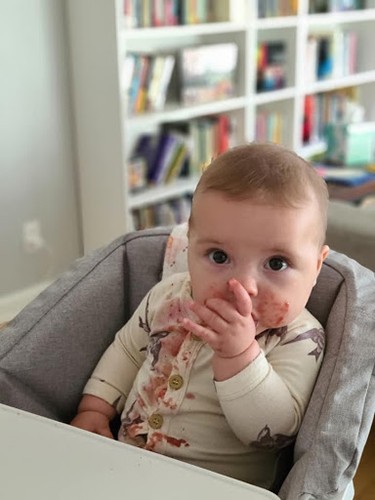 Erica often snaps a photo of Halli’s Facebook posts and keeps a book of those in order to easily and quickly record every single memory they can.  With this photo, Halli posted, “When you love food but you also love your thumb.”   Photo credit: Halli Lannan