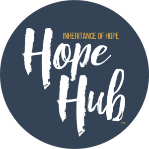 Logo for Inheritance of Hope Hope Hub outlined with a blue circle.