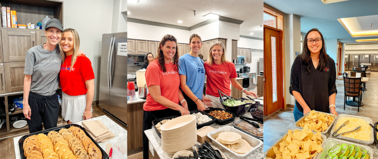 Three images showing Inheritance of Hope volunteers and Lodge guests at a 'Cooking up Hope' event.