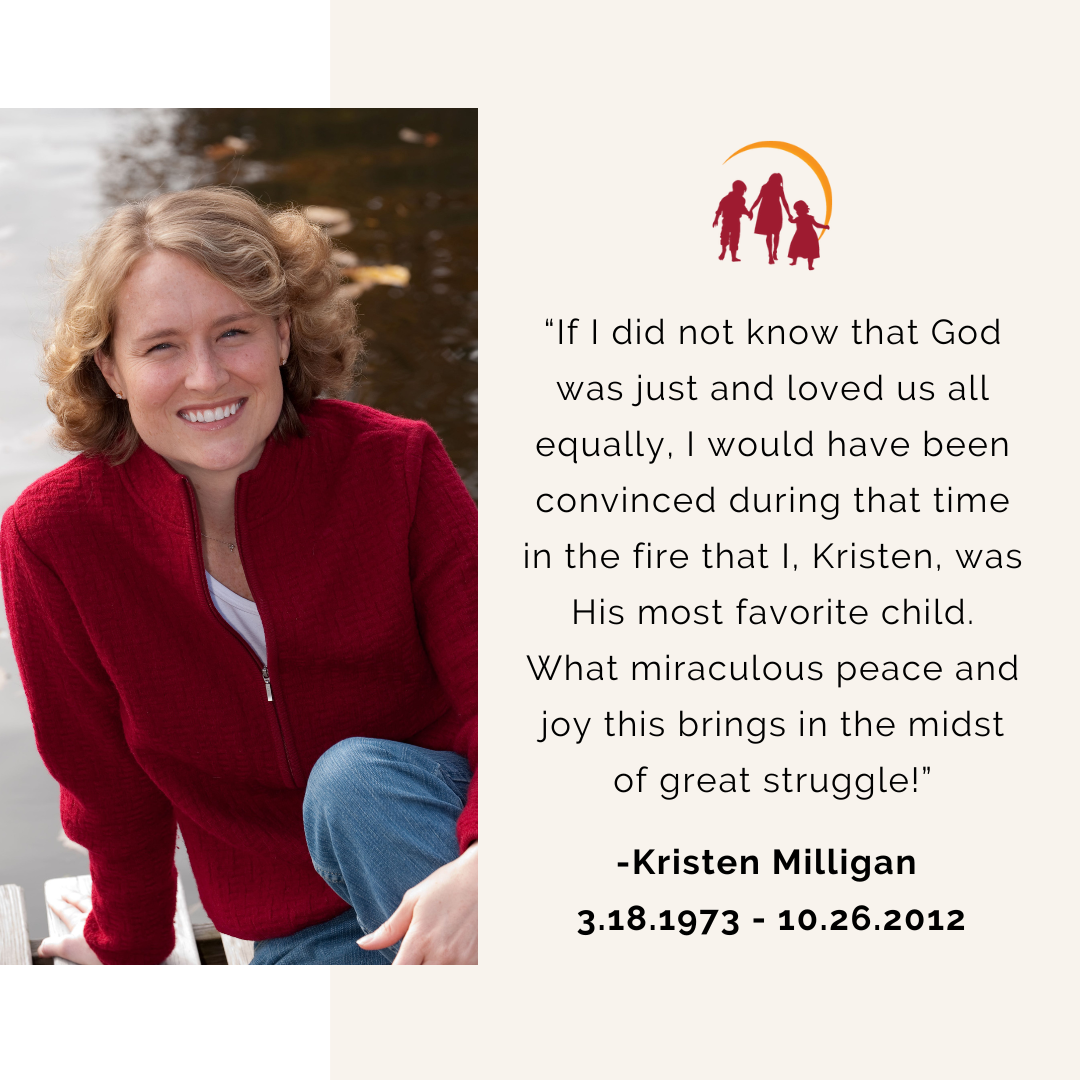 Picture of Inheritance of Hope Co-Founder Kristen Grady Milligan smiling next to a quote