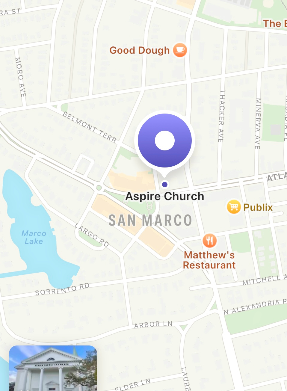 Aspire church map Jacksonville