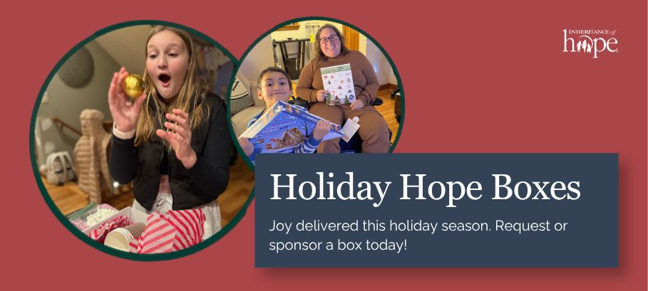 Families enjoying a holiday gift box